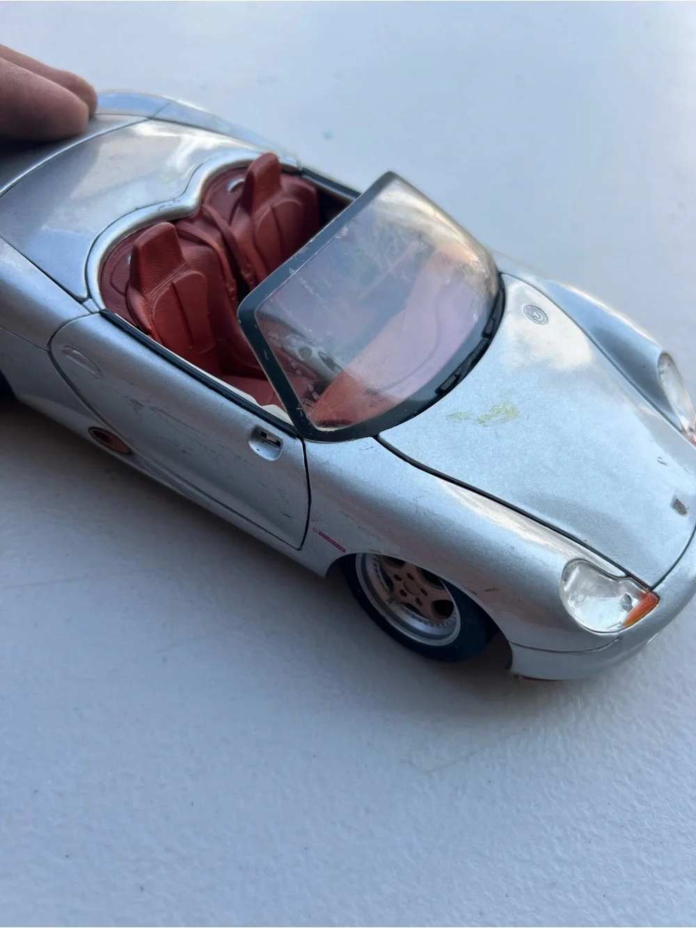 Maisto 1:18 Porsche Boxster Concept Silver Diecast Car Missing Side Mirrors